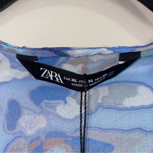 ZARA | Blue Printed Ruffled Blouse - Picture 6 of 8